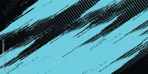 Abstract Cyan and Neon Green Grunge Halftone Background