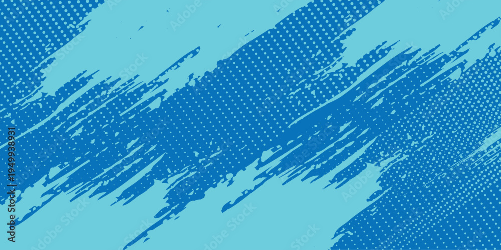 Fototapeta premium Abstract Cyan and Blue Grunge Halftone Pattern Background