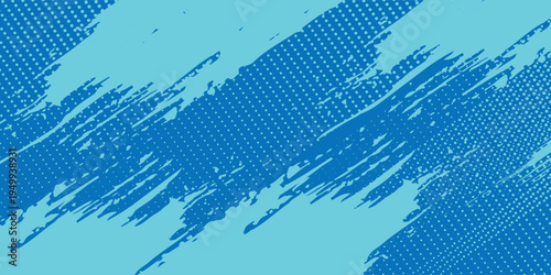 Abstract Cyan and Blue Grunge Halftone Pattern Background