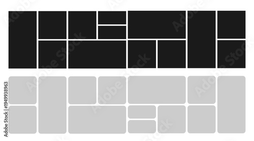 Horizontal photo collage template. Geometric tiles layout