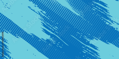 Abstract Cyan and Blue Grunge Halftone Pattern Background