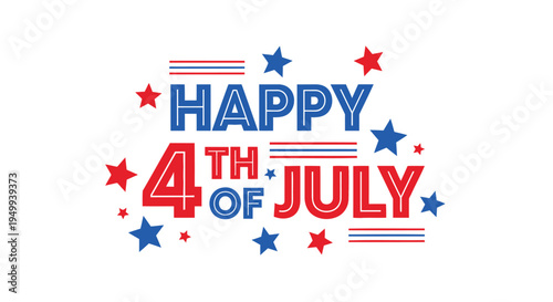 Happy 4th of July patriotic text vector