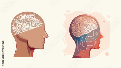 Conceptual representation of the human brain, exploring artificial intelligence and human consciousness