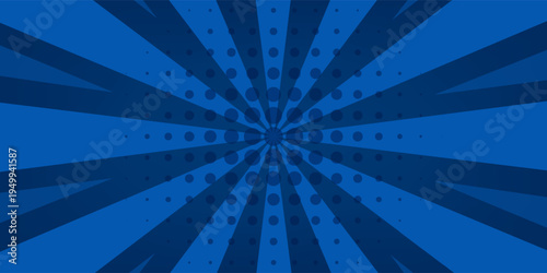 Dark blue comic-style background with radial burst lines and halftone patterns. Bold and energetic design ideal for superhero themes, gaming visuals, and action-packed content.
