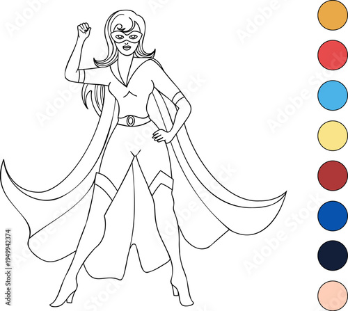 Woman superhero coloring page