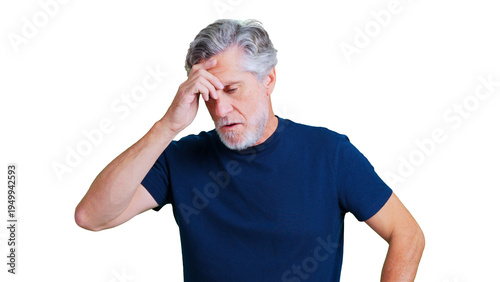 Senior man experiencing headache, stress, and frustration