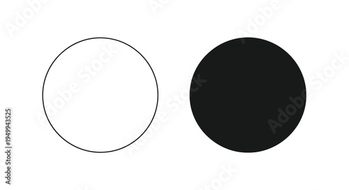 A minimalistic composition featuring a white circle alongside a solid black circle on a plain white background high quality