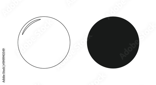 A stark visual contrast depicts a white sphere with a curved line and a solid black circle side by side