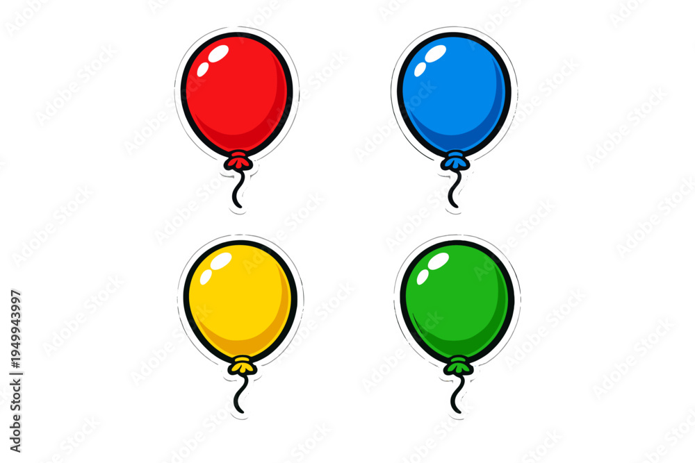 Obraz premium Vector illustration featuring a collection of four vibrant balloon