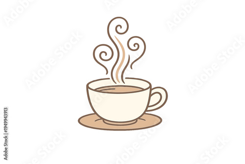 A minimalist vector illustration of a steaming cup of coffee or tea
