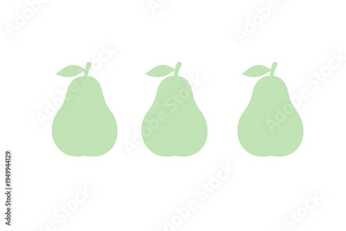 A row of three light green pear icons with leaves and stems