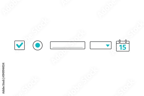 Minimalist collection of user interface icons featuring a checkbox