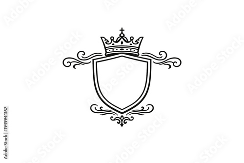 A minimalist black and white vector illustration of a heraldic crest