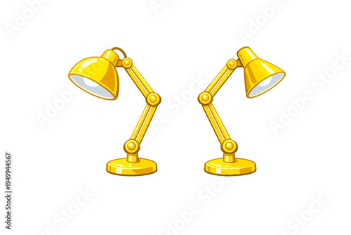 A vector illustration of two bright yellow adjustable desk lamps