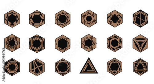 Geometric shapes in varying designs a collection of brown angular forms silhouette