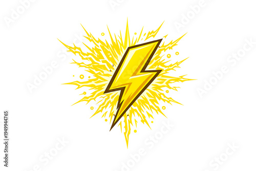 Vibrant yellow lightning bolt illustration featuring explosive energy