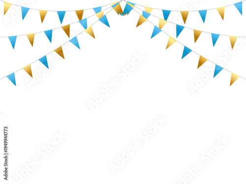 ガーランド三角ひも、曲線、m金5水色F1