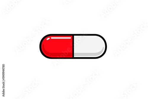Vector illustration of a red and white medical capsule pill isolated