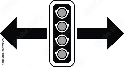 Traffic light with opposing arrows indicating choice or direction signal