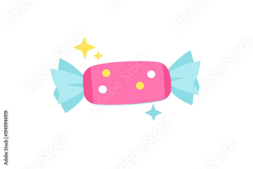 Colorful vector illustration of a wrapped candy in pink and blue