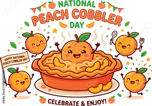 Peach Cobbler Day Celebration Dessert.