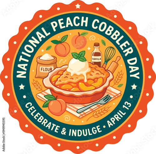 National Peach Cobbler Day Celebration Dessert.