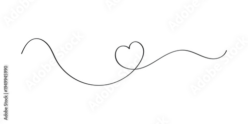 Doodle hand drawn heart- continuous line icon. Solo line heart shape on white background. Romantic, valentine love icon set. EPS 10. 