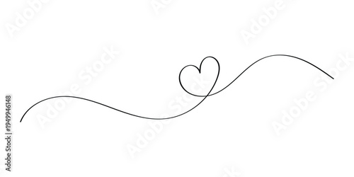 Doodle hand drawn heart- continuous line icon. Solo line heart shape on white background. Romantic, valentine love icon set. EPS 10. 