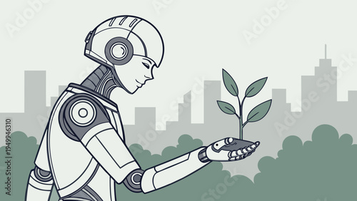 Future Green Technology and Smart AI Robotics for Sustainable Environment Illustration