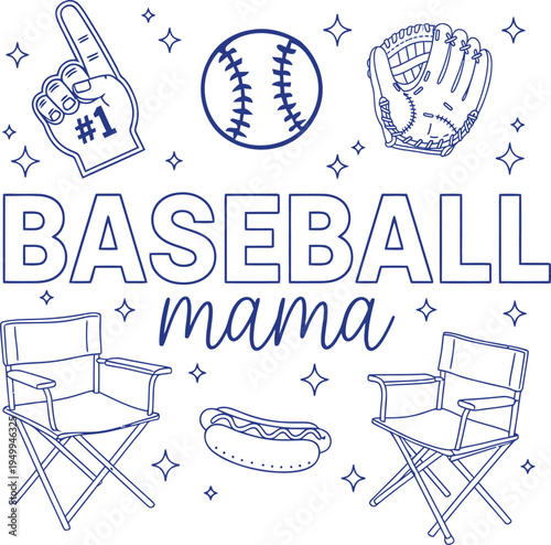 Baseball Mama Sports Fan Mom Graphic