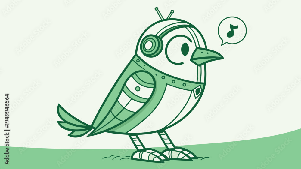 Obraz premium Future Green Technology and Smart AI Robotics for Sustainable Environment Illustration