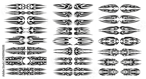 Collection of Tribal Tattoo Designs for Vehicle Decoration.