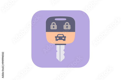 A flat vector illustration of a modern car key with a remote control