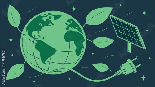 Future Green Technology and Smart AI Robotics for Sustainable Environment Illustration