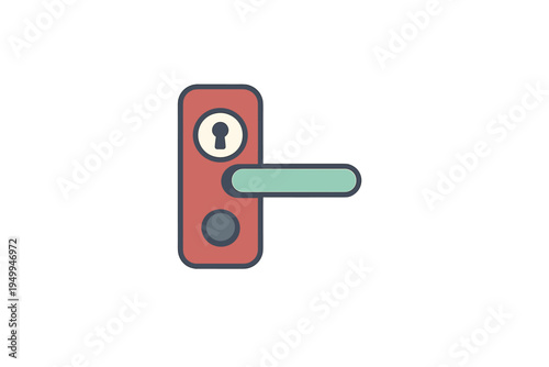 A minimalist flat vector illustration of a door handle assembly