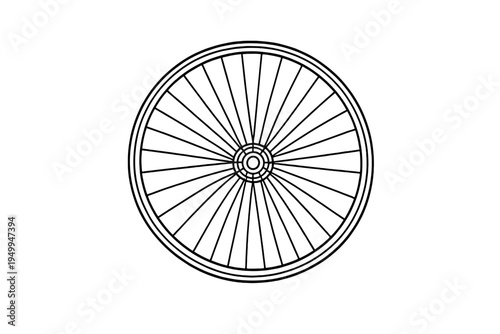 A black and white vector illustration of a circular wheel with