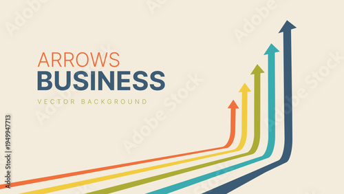 Five Arrows Moving Up in Vintage Colors. Abstract Financial Chart with Uptrend Line Arrows Graph Go Up. Growth Business Presentation Background. Vector Illustration.