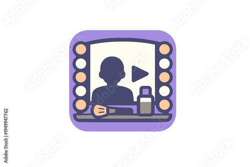 A flat vector illustration of a makeup tutorial icon featuring a