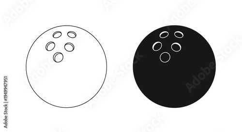A minimalist depiction showcases two bowling balls one white and one black each featuring standard finger holes high quality