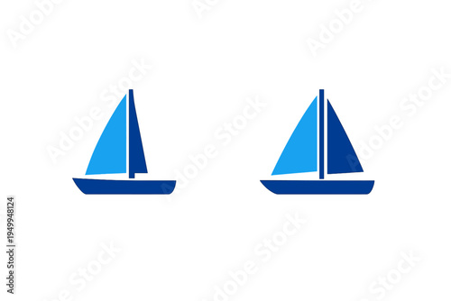 Two blue sailboat icons isolated on a white background