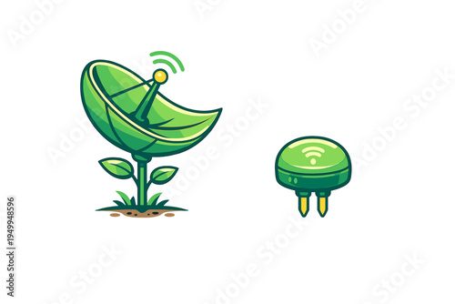 Vector illustration of smart agriculture icons featuring a