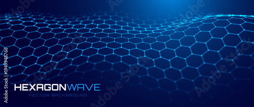 Modern Hexagonal Nano Pattern. Atomic-Scale Technology Background. Honeycomb Lattice Material Design. Vector Illustration. Futuristic Scientific Texture.