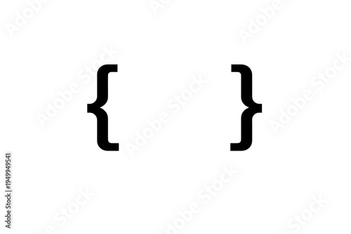 A pair of black curly brackets or braces isolated on a white