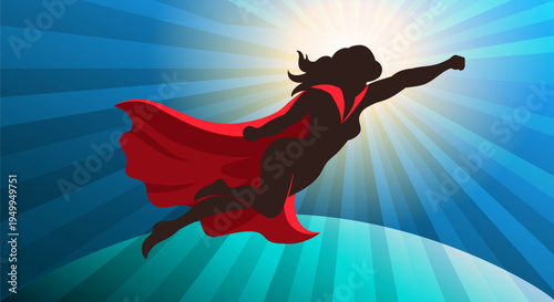 Female superhero flying