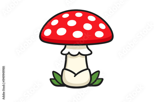 A clean vector illustration of a red mushroom with white spots