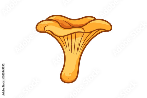A stylized vector illustration of a single chanterelle mushroom