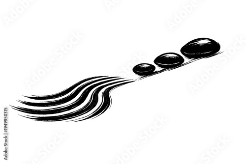 A minimalist black and white vector illustration featuring three