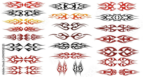 Collection of Tribal Flame Designs for Tattoo or Graphic Use.