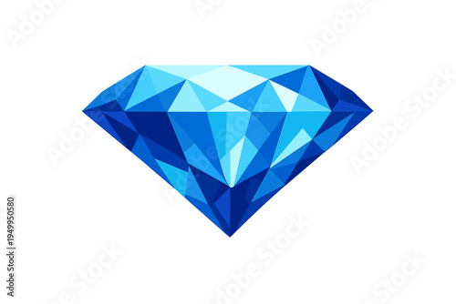 A faceted blue diamond vector illustration isolated on a white