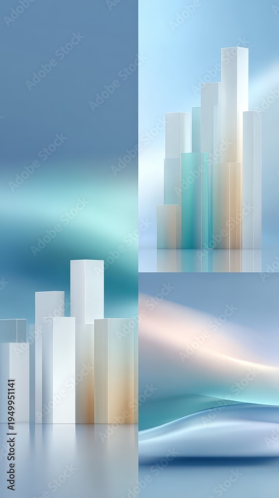 Fototapeta premium Abstract financial chart with glowing bars and dynamic lines, symbolizing analytics, market growth and digital finance
